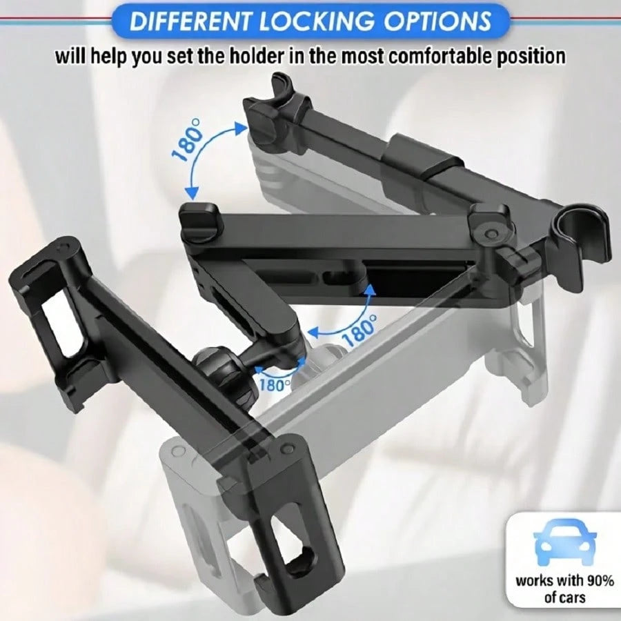 1pc Car Backseat Headrest Hanging Tablet Phone Mount 360° Rotatable Adjustable Holder Universal Fits 4.7-12.9 Inch Devices High Stability Car Travel Automotive Accessories