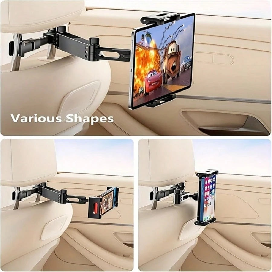 1pc Car Backseat Headrest Hanging Tablet Phone Mount 360° Rotatable Adjustable Holder Universal Fits 4.7-12.9 Inch Devices High Stability Car Travel Automotive Accessories