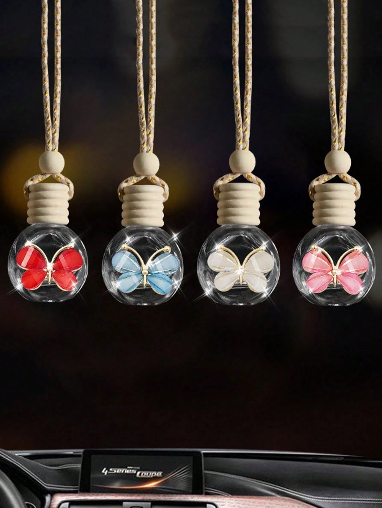 1pc Car Interior Pendant Perfume Bottle Empty Bottle Car Rearview Mirror Pendant Car Interior Decoration