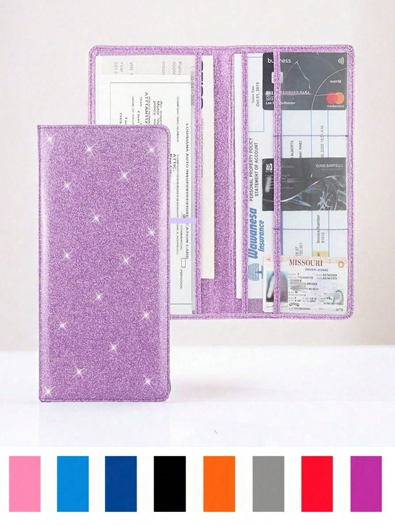 1pc Car Registration & Insurance Card Holder, Vehicle License Document Glove Box Organizer, Suitable For Men, Women & Teenagers, Waterproof Car File Folder To Hold Cards, Driver's License, Etc.