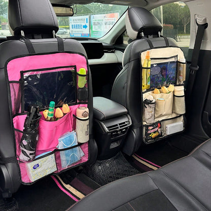 1pc Car Seat Back Storage Organizer- Multi-Pocket Storage For Water Bottles, Tablets, Toys And Tissues- Kick-Proof, No Tools Required Installation, Suitable For Cars, SUVs And Rear Storage Rack Stor