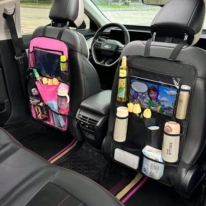 1pc Car Seat Back Storage Organizer- Multi-Pocket Storage For Water Bottles, Tablets, Toys And Tissues- Kick-Proof, No Tools Required Installation, Suitable For Cars, SUVs And Rear Storage Rack Stor