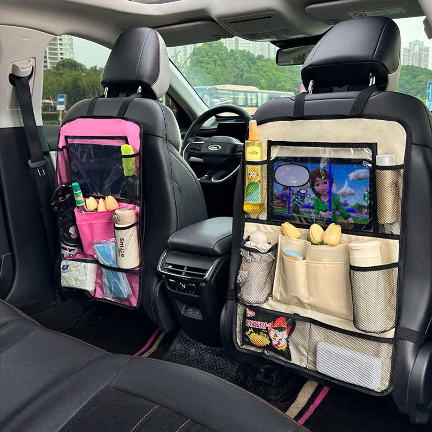 1pc Car Seat Back Storage Organizer- Multi-Pocket Storage For Water Bottles, Tablets, Toys And Tissues- Kick-Proof, No Tools Required Installation, Suitable For Cars, SUVs And Rear Storage Rack Stor