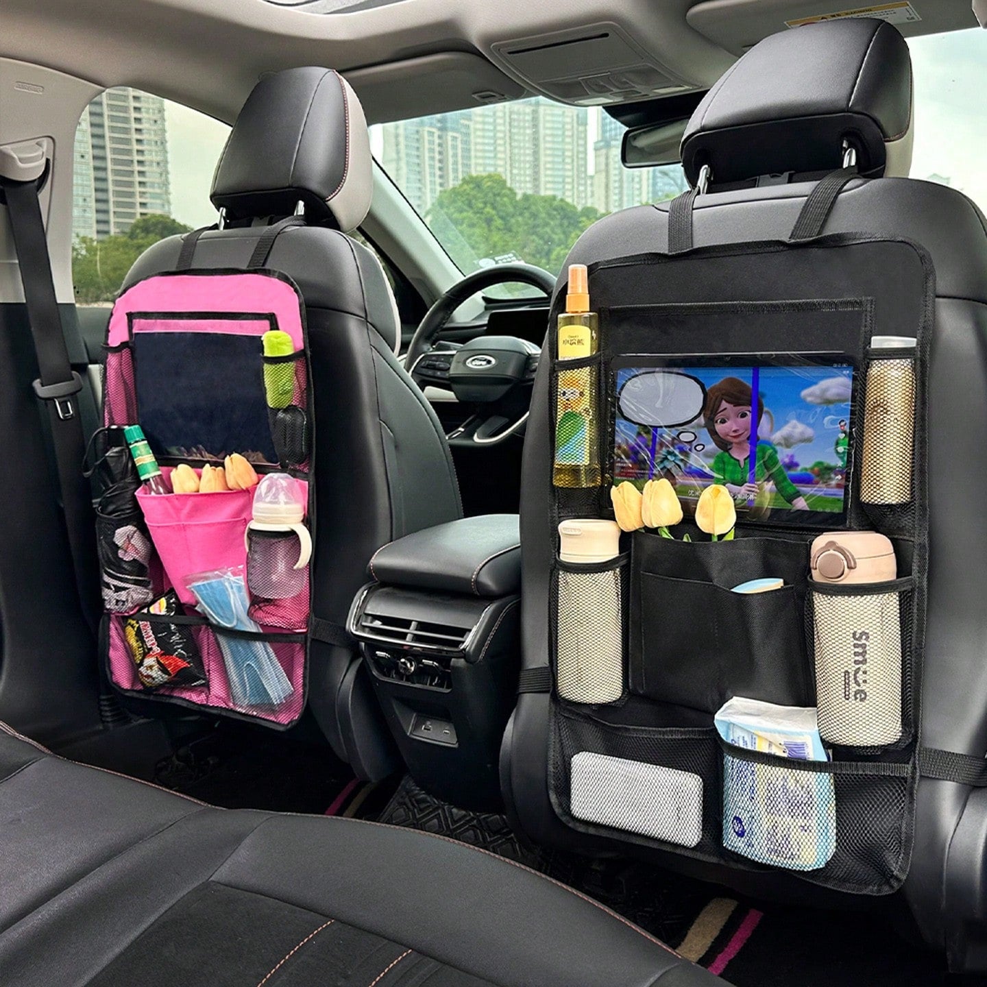1pc Car Seat Back Storage Organizer- Multi-Pocket Storage For Water Bottles, Tablets, Toys And Tissues- Kick-Proof, No Tools Required Installation, Suitable For Cars, SUVs And Rear Storage Rack Stor
