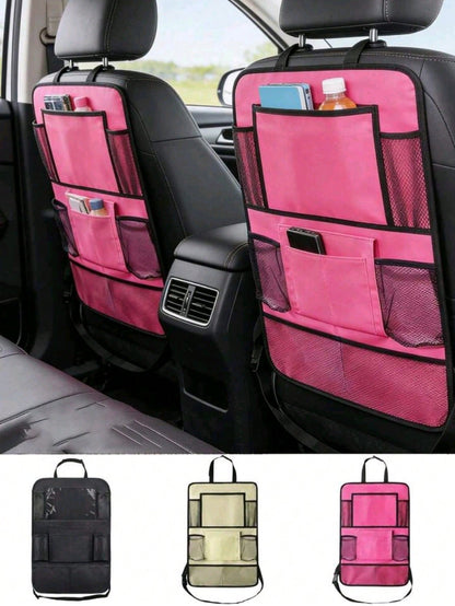1pc Car Seat Back Storage Organizer- Multi-Pocket Storage For Water Bottles, Tablets, Toys And Tissues- Kick-Proof, No Tools Required Installation, Suitable For Cars, SUVs And Rear Storage Rack Stor