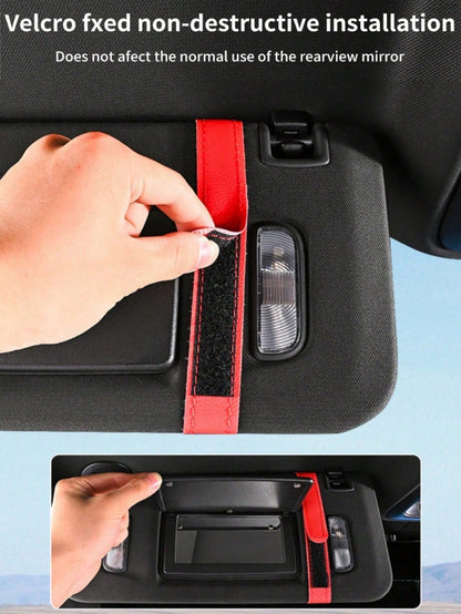 1pc Car Sun Visor Organizer- Multi-Pocket Storage Pouch With Sturdy Visor Holder| Keeps Sunglasses, Documents, Cards, Pen, Driver's License Tidy| Multifunctional Auto Interior Accessory For Cars, T