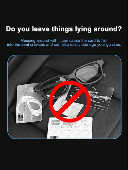 1pc Car Sun Visor Organizer- Multi-Pocket Storage Pouch With Sturdy Visor Holder| Keeps Sunglasses, Documents, Cards, Pen, Driver's License Tidy| Multifunctional Auto Interior Accessory For Cars, T