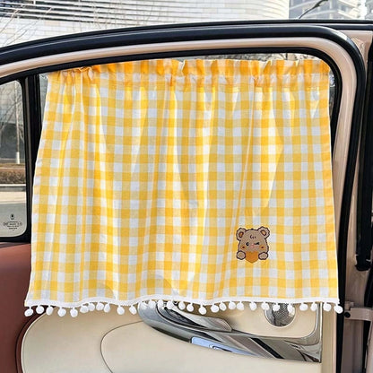 1PC Car Sunshade Curtain Cotton Cartoon Comfortable Car Sunscreen Insulation Shade Curtain Baby Car Window Sunshade Side Cover