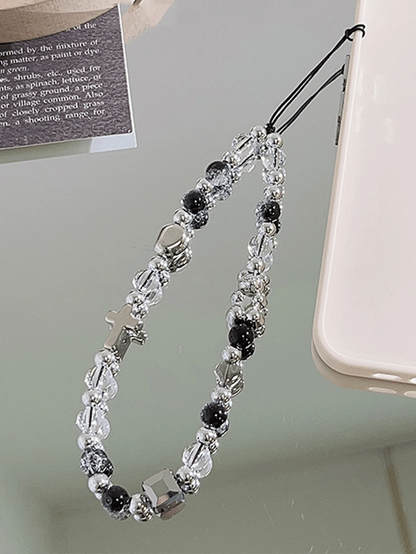 1pc Cartoon Bear Shaped Cross Smalt & Crystal Decor Simple Long Chain Bracelet For Mobile Phone & Keys & Earphones & Camera, Lovely Girl Style Gifts For Mother, Family, Friends, Birthday, Holiday Phon