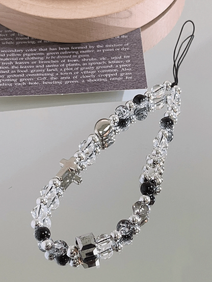 1pc Cartoon Bear Shaped Cross Smalt & Crystal Decor Simple Long Chain Bracelet For Mobile Phone & Keys & Earphones & Camera, Lovely Girl Style Gifts For Mother, Family, Friends, Birthday, Holiday Phon