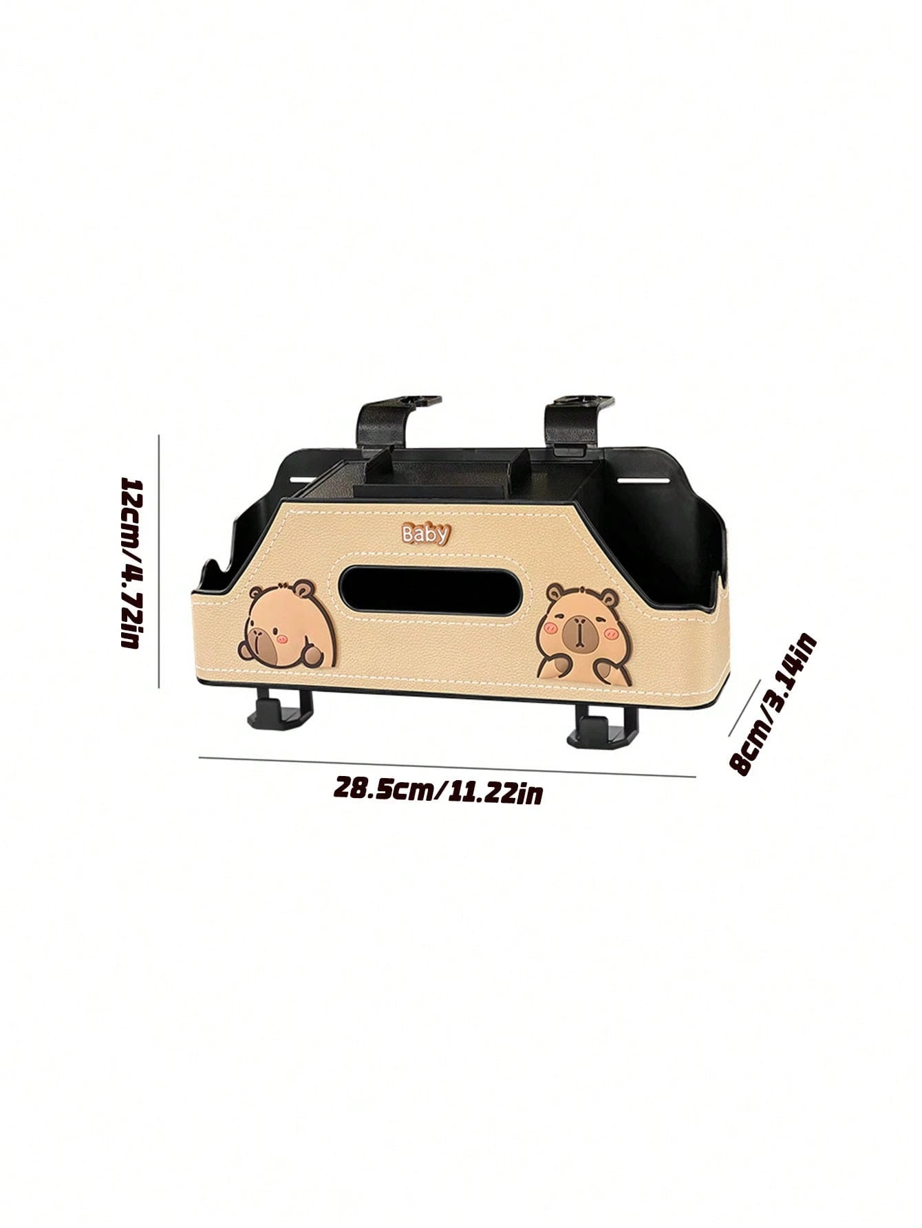 1pc Cartoon Car Backseat Storage Organizer With Cup Holder, Tissue Slot & Hooks| Universal Fit, Lovely Decor For Panda-Themed Vehicles