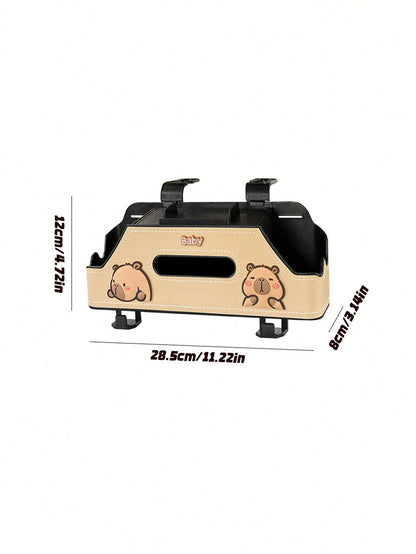 1pc Cartoon Car Backseat Storage Organizer With Cup Holder, Tissue Slot & Hooks| Universal Fit, Lovely Decor For Panda-Themed Vehicles