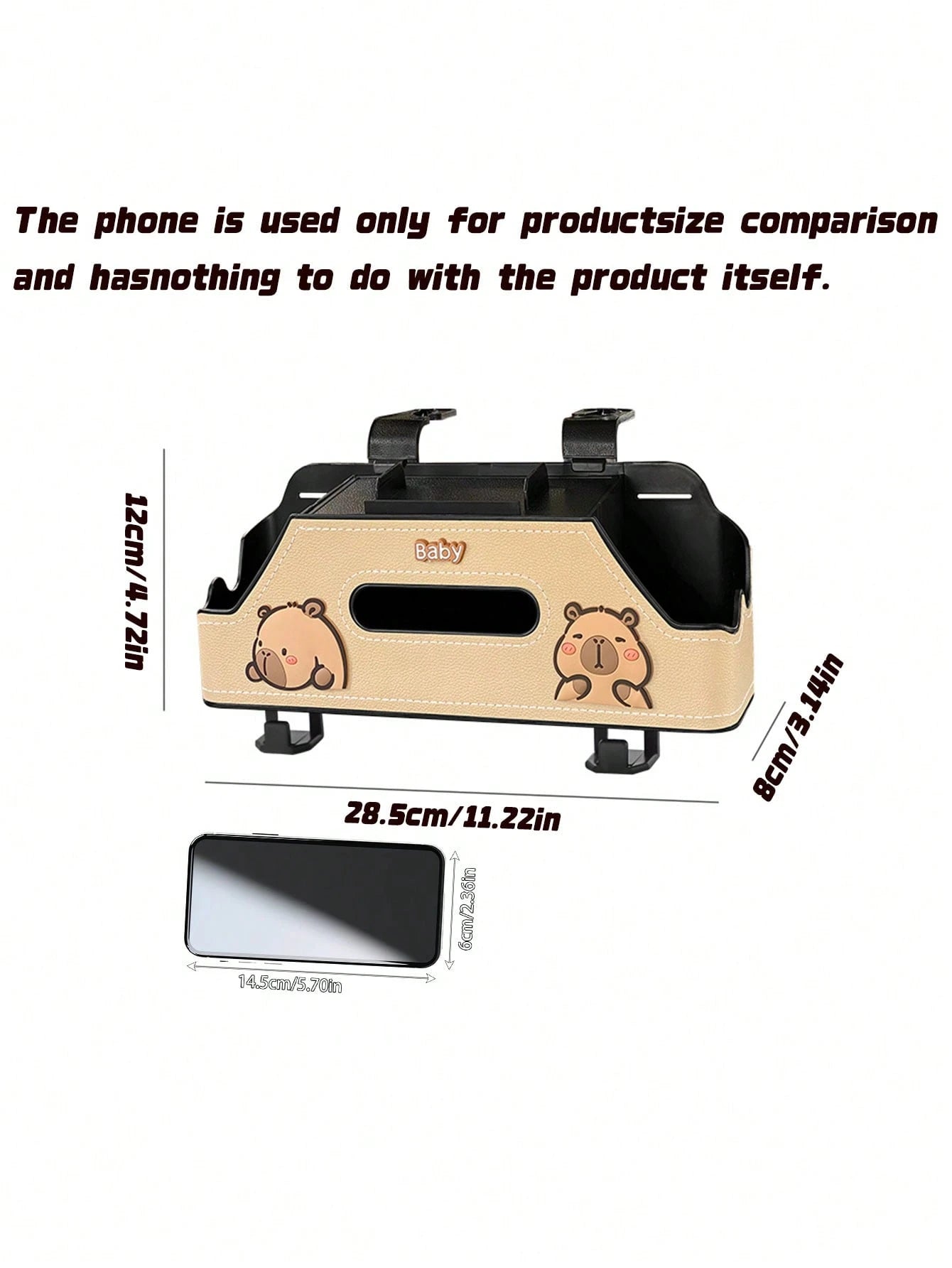 1pc Cartoon Car Backseat Storage Organizer With Cup Holder, Tissue Slot & Hooks| Universal Fit, Lovely Decor For Panda-Themed Vehicles