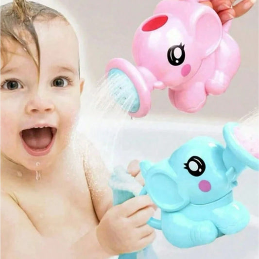 1pc Cartoon Elephant Watering Can Bath Toy- Pink/Blue, Suitable For 18 Months+ Children, 0-6 Years Old Kids Bath And Beach Toy