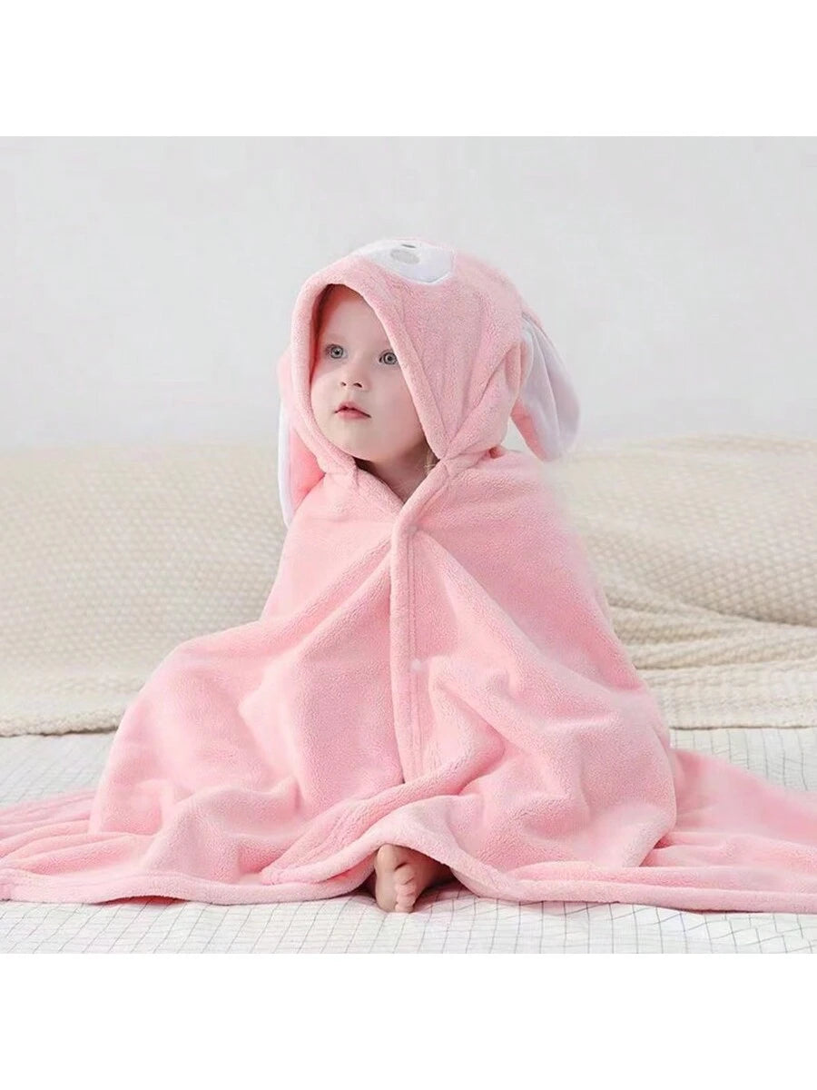 1pc Cartoon Hooded Toddler Bath Towel, Baby Bathrobe, Perfect For Bathroom, Bedroom, Beach Or Home Use