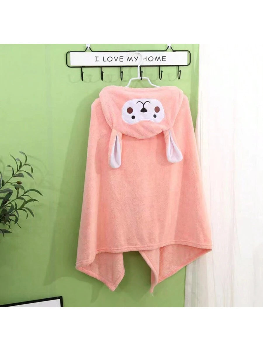 1pc Cartoon Hooded Toddler Bath Towel, Baby Bathrobe, Perfect For Bathroom, Bedroom, Beach Or Home Use