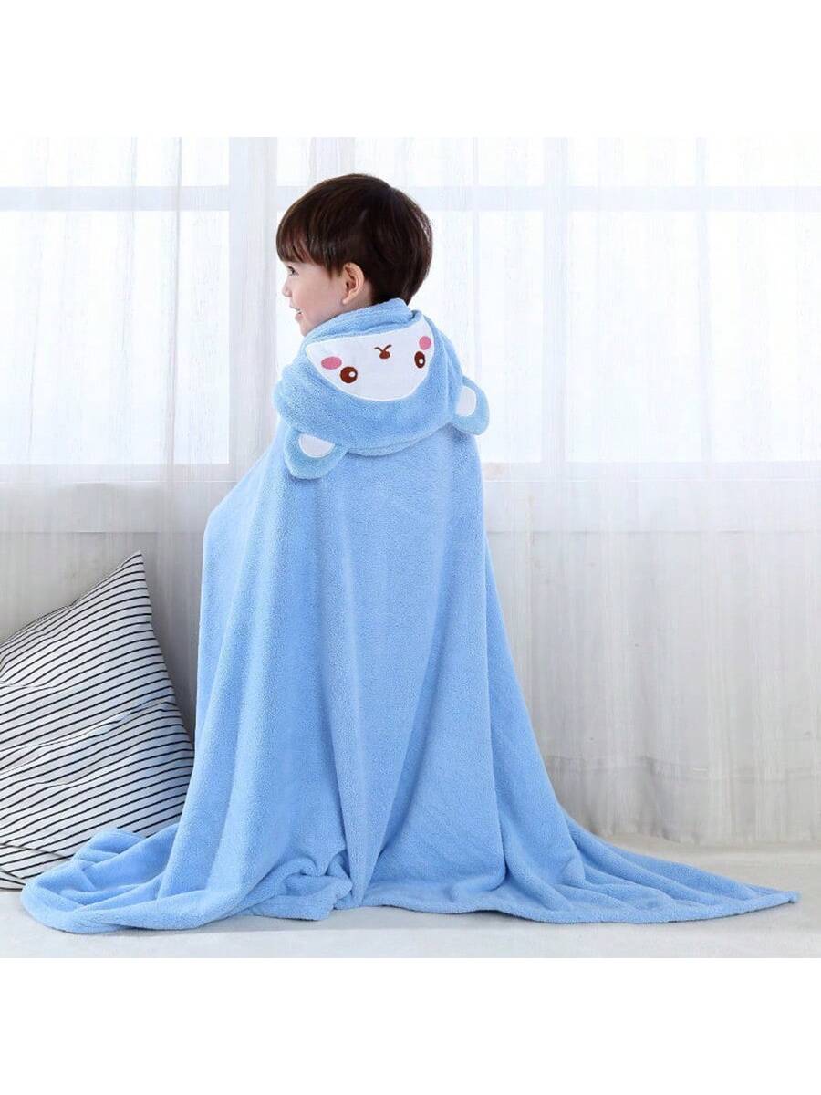 1pc Cartoon Hooded Toddler Bath Towel, Baby Bathrobe, Perfect For Bathroom, Bedroom, Beach Or Home Use