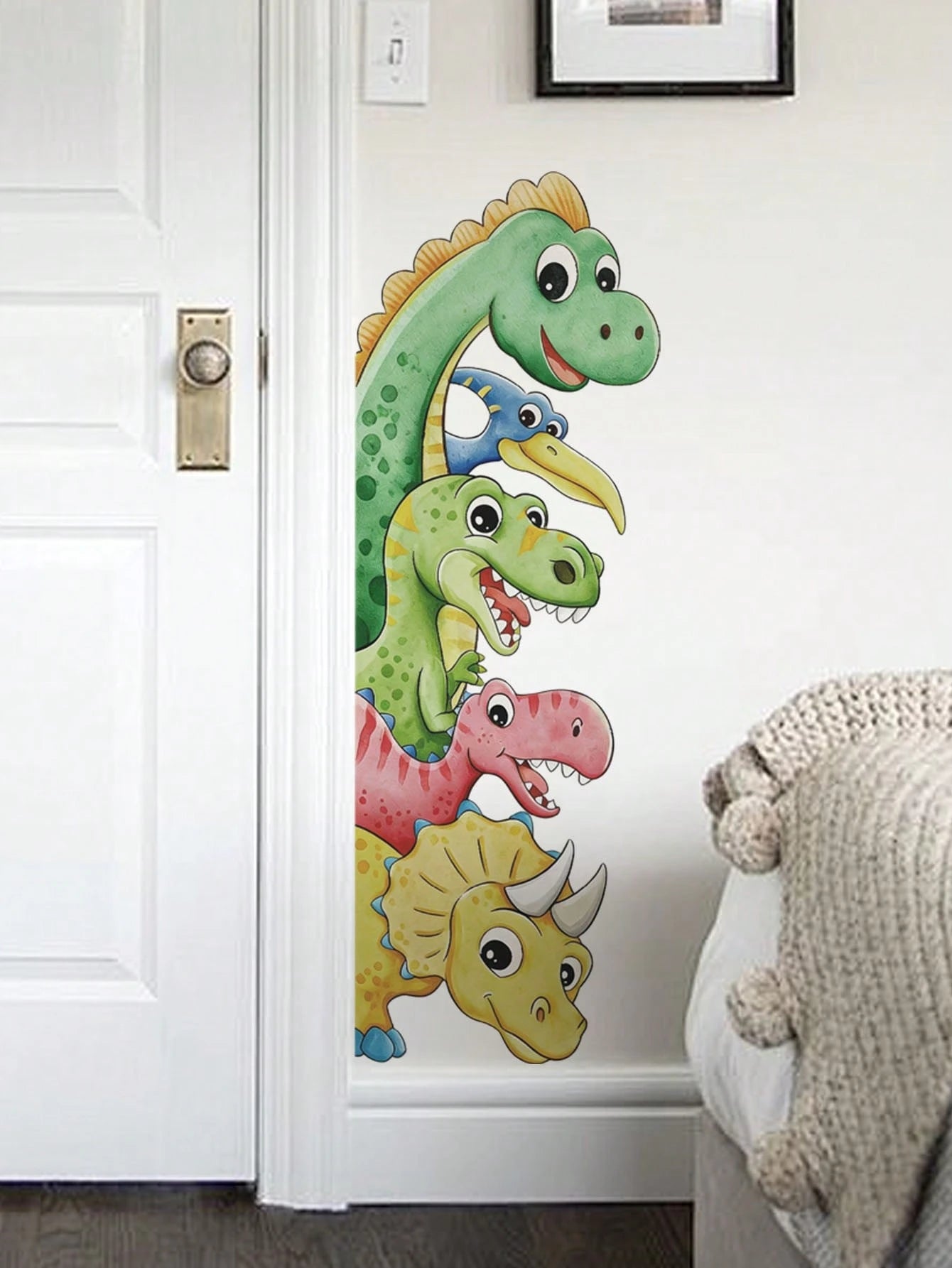 1pc Cartoon Kids Room Wall Sticker, Underwater Turtle, Rabbit And Butterfly On Tree Stump, Dinosaur Stack, Sun Rainbow Cloud, Bathing Crocodile, PVC Self-Adhesive Removable Wall Decal, Suitable For Be
