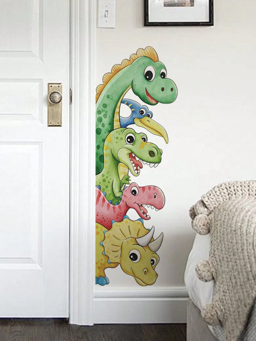 1pc Cartoon Kids Room Wall Sticker, Underwater Turtle, Rabbit And Butterfly On Tree Stump, Dinosaur Stack, Sun Rainbow Cloud, Bathing Crocodile, PVC Self-Adhesive Removable Wall Decal, Suitable For Be