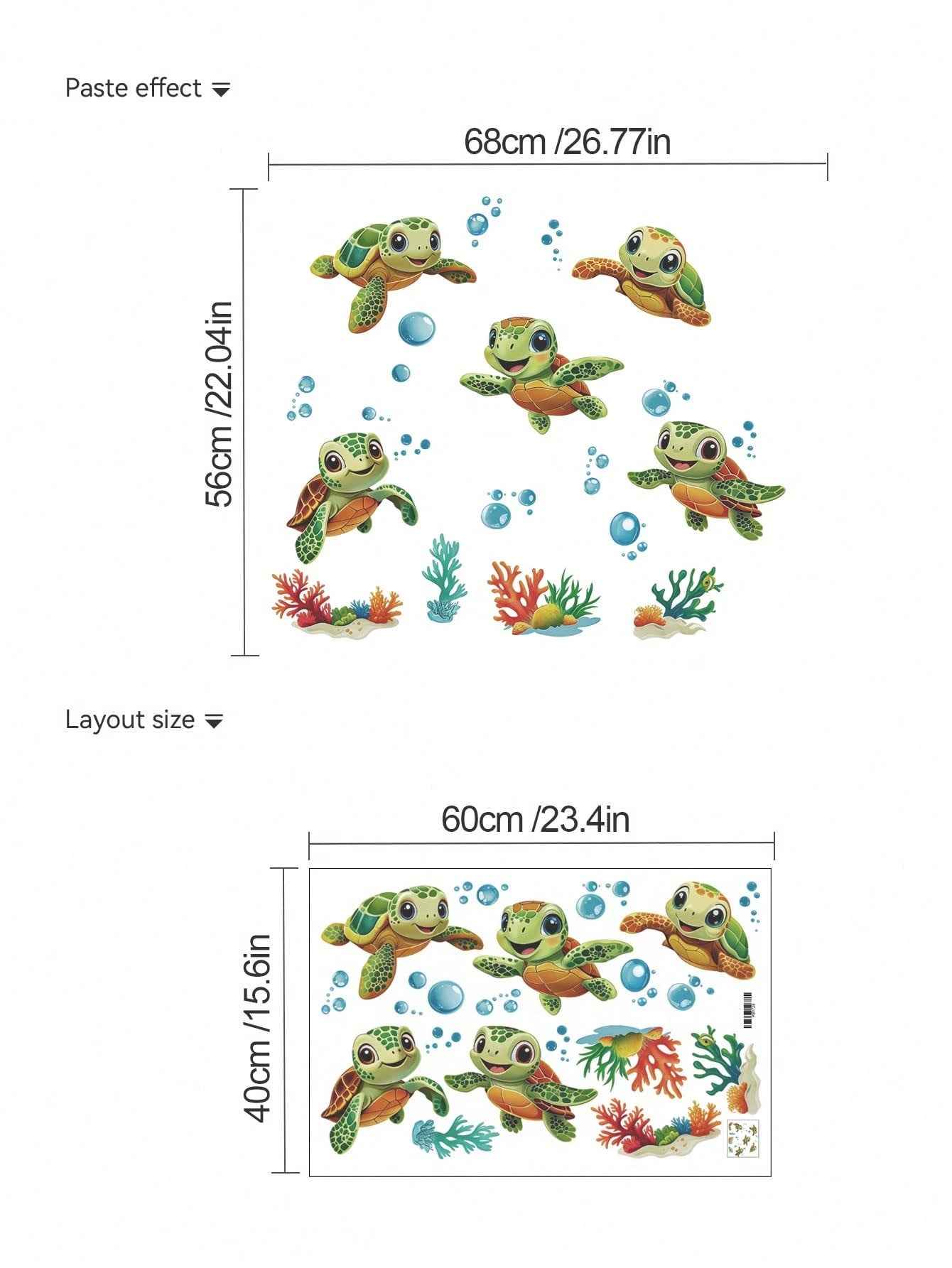 1pc Cartoon Kids Room Wall Sticker, Underwater Turtle, Rabbit And Butterfly On Tree Stump, Dinosaur Stack, Sun Rainbow Cloud, Bathing Crocodile, PVC Self-Adhesive Removable Wall Decal, Suitable For Be