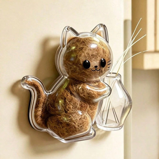 1pc Cat Whisker Collector, Cat Vase Fridge Magnet, Kitten Pushing Bottle Acrylic Magnetic Fridge Magnet, Cat Souvenir, Funny Little Gift For Friends