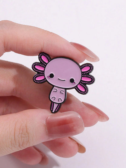 1Pc Charming Cartoon Axolotl Enamel Pin- Perfect Gift For Teachers, Graduates, Or Any Occasion- Fashionable Alloy Design- Suitable For Daily Wear Or Special Events Halloween Dress Accessories Pin F