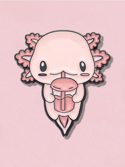 1Pc Charming Cartoon Axolotl Enamel Pin- Perfect Gift For Teachers, Graduates, Or Any Occasion- Fashionable Alloy Design- Suitable For Daily Wear Or Special Events Halloween Dress Accessories Pin F