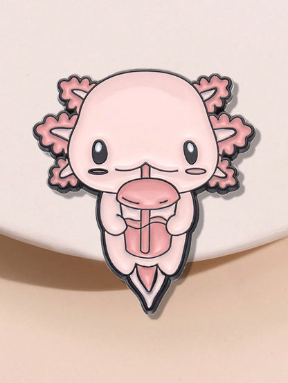 1Pc Charming Cartoon Axolotl Enamel Pin- Perfect Gift For Teachers, Graduates, Or Any Occasion- Fashionable Alloy Design- Suitable For Daily Wear Or Special Events Halloween Dress Accessories Pin F