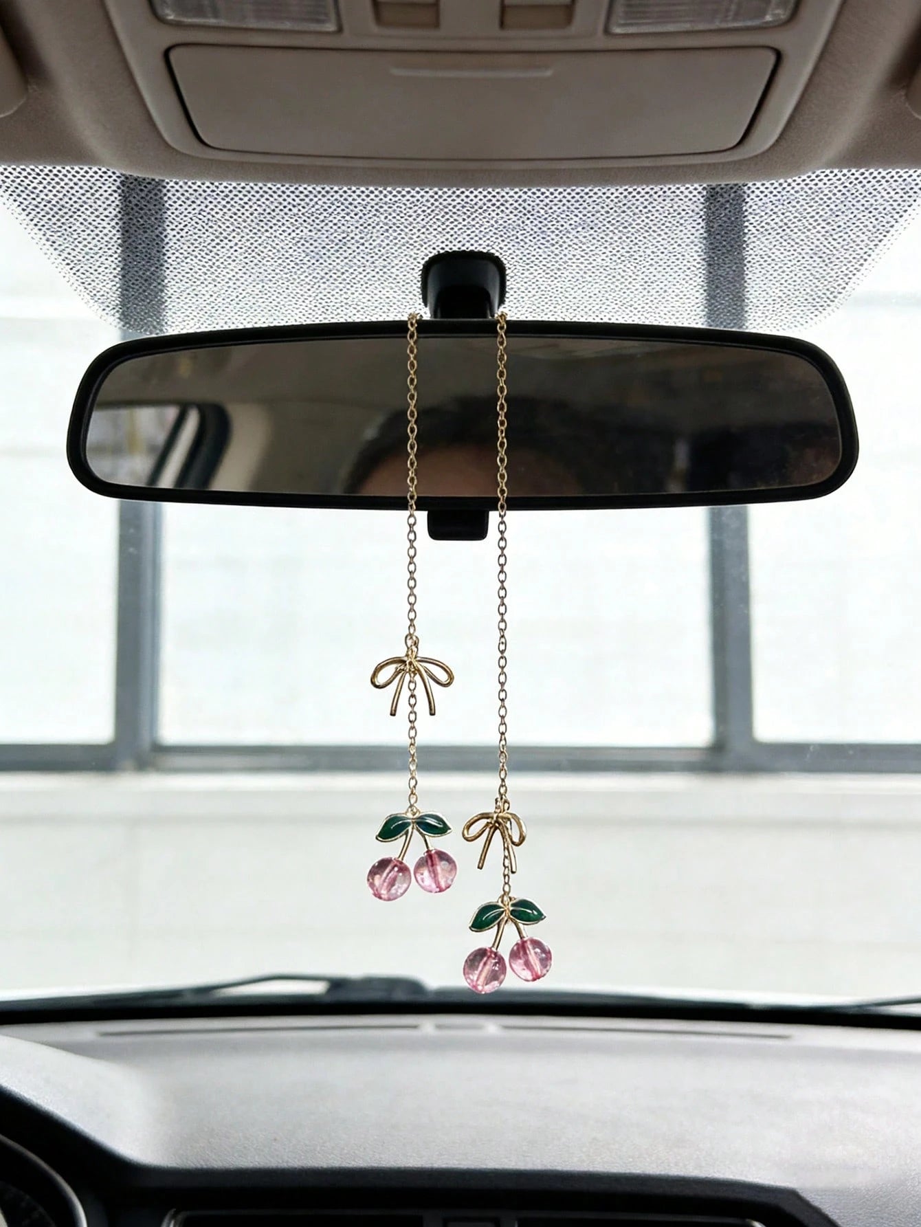 1pc Cherry Knot Car Rearview Mirror Decor, Car Interior Accessory