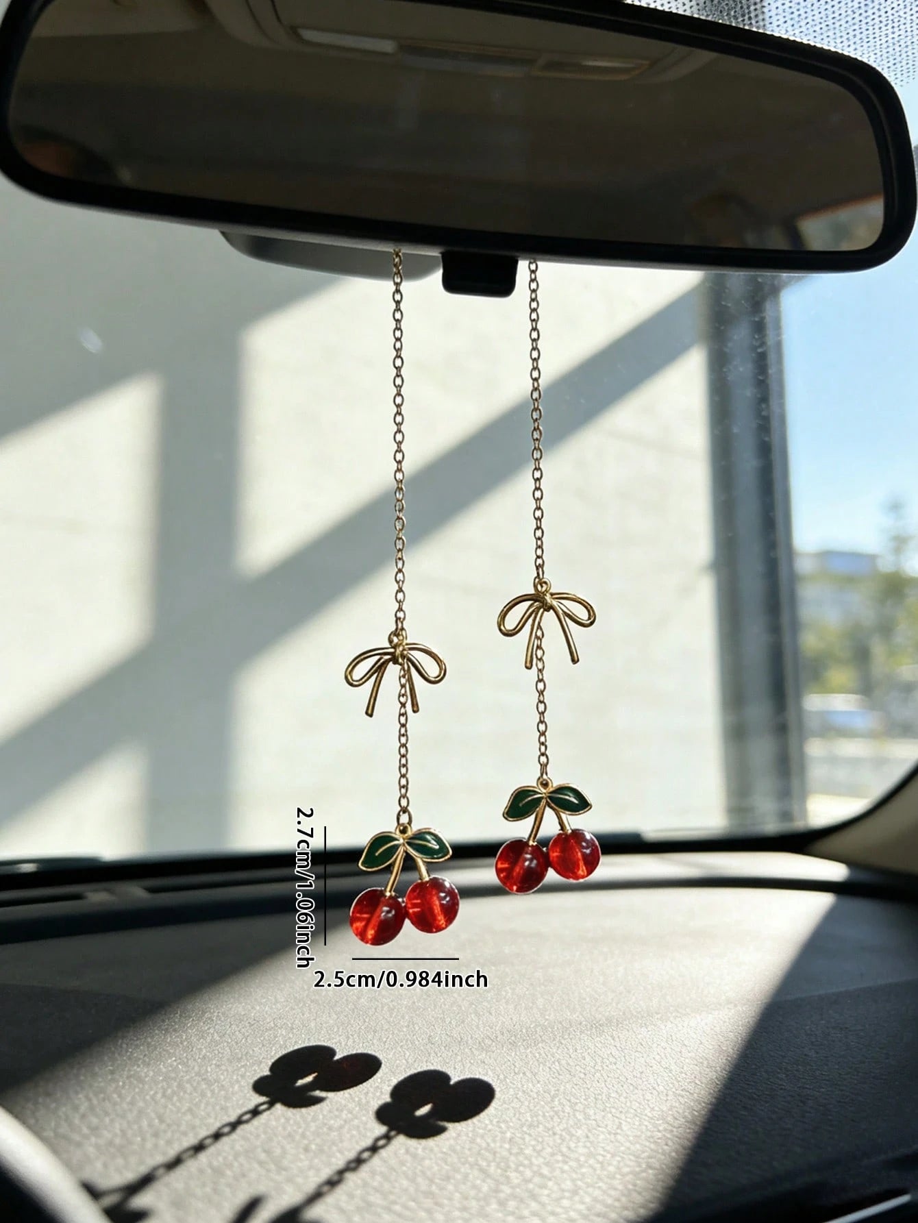 1pc Cherry Knot Car Rearview Mirror Decor, Car Interior Accessory