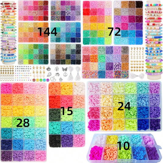1pc Clay Bead Polymer Bracelet Making Kit, Contrast Color Solid Rainbow Soft Clay, Suitable For Teenage Girls DIY Friendship Beaded Jewelry Crafts, Gift Summer, School