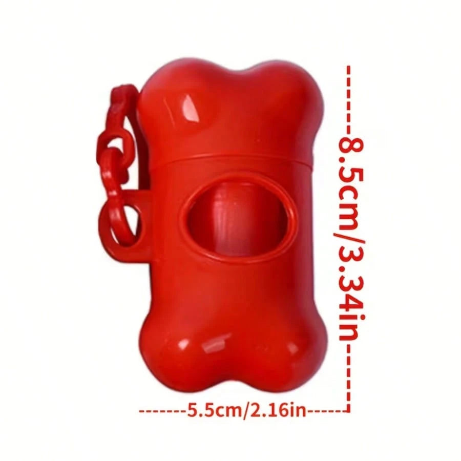 1pc Colorful Bone-Shaped Bag Dispenser, Plastic, With 15 Disposable Bags, Portable Pet Waste Holder, Small Dog Bag Dispenser With Hook For Outdoor Walking And Training (Random Color Trash Bags Inside)