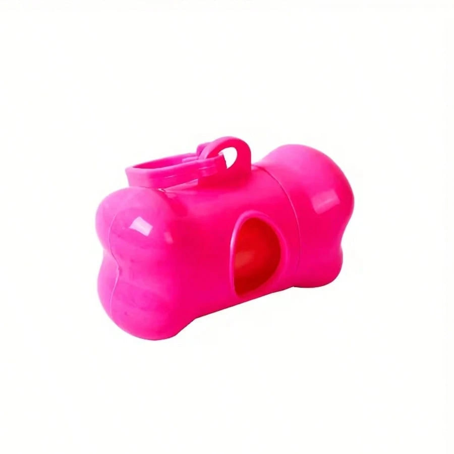 1pc Colorful Bone-Shaped Bag Dispenser, Plastic, With 15 Disposable Bags, Portable Pet Waste Holder, Small Dog Bag Dispenser With Hook For Outdoor Walking And Training (Random Color Trash Bags Inside)