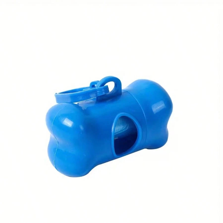 1pc Colorful Bone-Shaped Bag Dispenser, Plastic, With 15 Disposable Bags, Portable Pet Waste Holder, Small Dog Bag Dispenser With Hook For Outdoor Walking And Training (Random Color Trash Bags Inside)