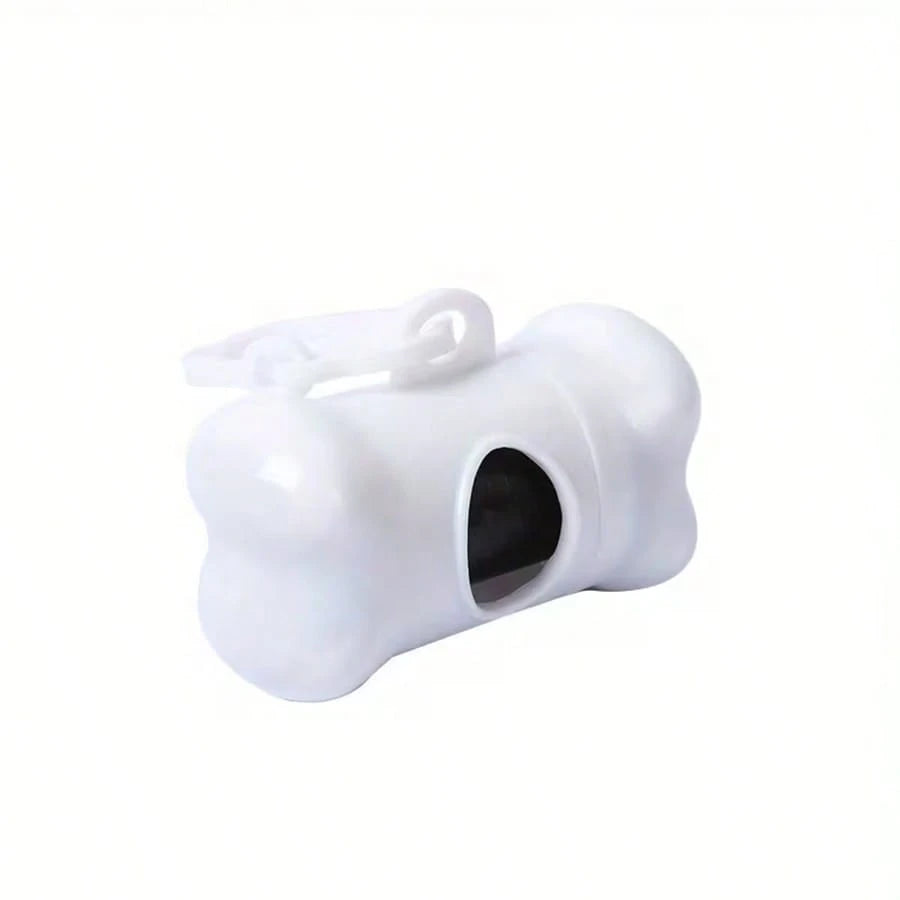 1pc Colorful Bone-Shaped Bag Dispenser, Plastic, With 15 Disposable Bags, Portable Pet Waste Holder, Small Dog Bag Dispenser With Hook For Outdoor Walking And Training (Random Color Trash Bags Inside)