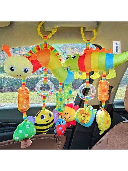 1pc Colorful Car Hanging Pacifier Doll, Baby Stroller Pendant Rattle Plush Animal Doll, With Rattle, Suitable As Newborn Baby Gift