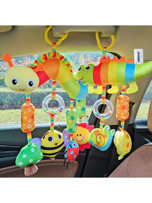 1pc Colorful Car Hanging Pacifier Doll, Baby Stroller Pendant Rattle Plush Animal Doll, With Rattle, Suitable As Newborn Baby Gift