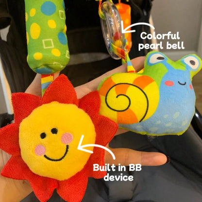 1pc Colorful Car Hanging Pacifier Doll, Baby Stroller Pendant Rattle Plush Animal Doll, With Rattle, Suitable As Newborn Baby Gift