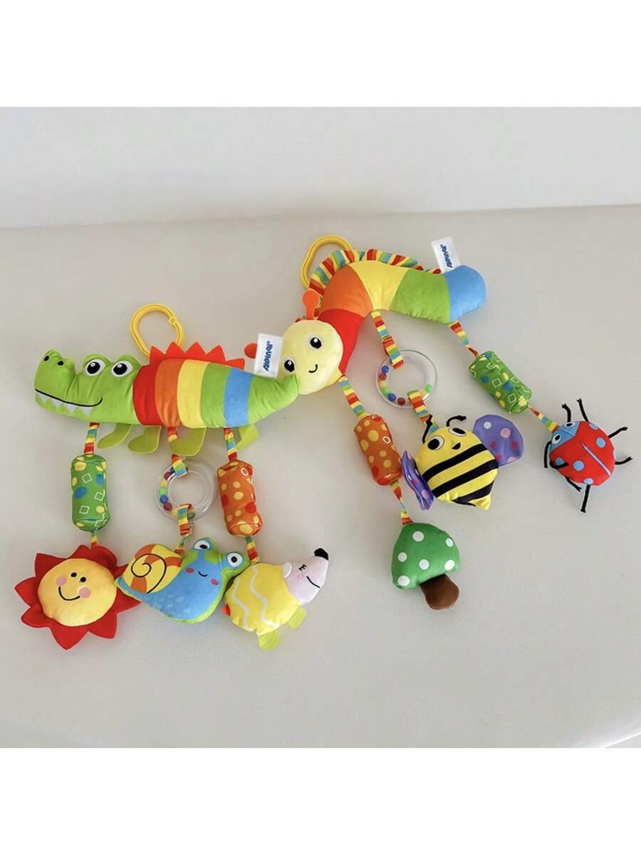 1pc Colorful Car Hanging Pacifier Doll, Baby Stroller Pendant Rattle Plush Animal Doll, With Rattle, Suitable As Newborn Baby Gift