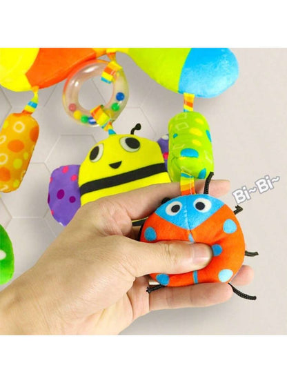1pc Colorful Car Hanging Pacifier Doll, Baby Stroller Pendant Rattle Plush Animal Doll, With Rattle, Suitable As Newborn Baby Gift