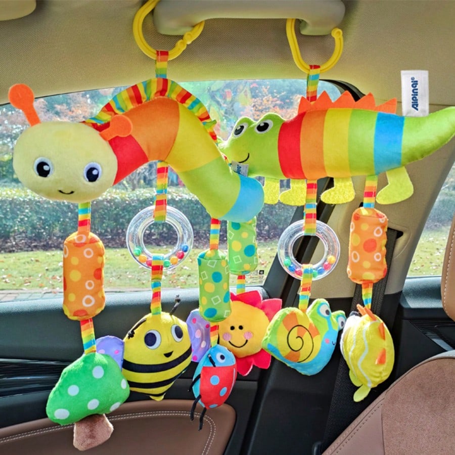 1pc Colorful Car Hanging Pacifier Doll, Baby Stroller Pendant Rattle Plush Animal Doll, With Rattle, Suitable As Newborn Baby Gift