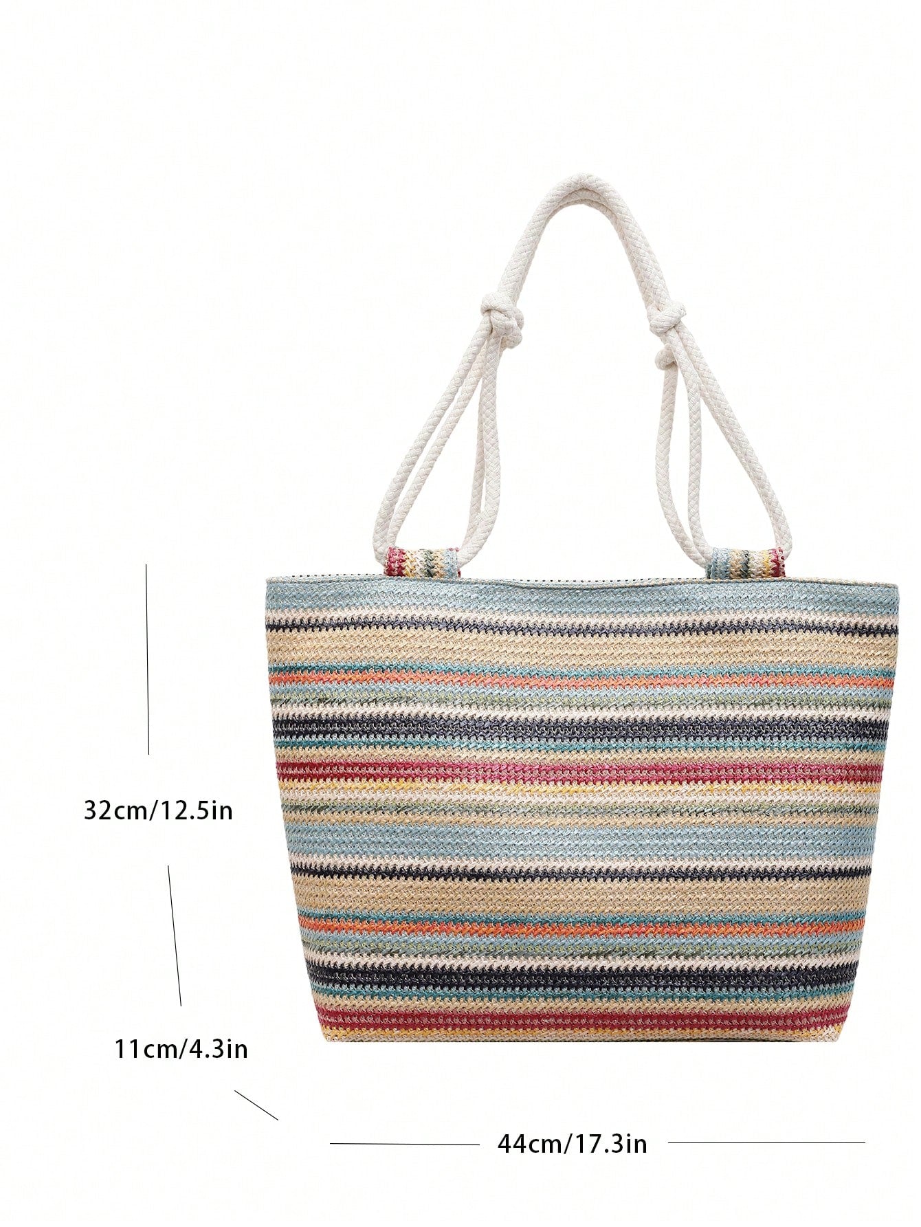 1pc Colorful Large Capacity Women Tote Bag, Shoulder Bag, Beach Bag, Rainbow Bag, Suitable For Outing, Travel, Shopping, Vacation, Can Fit Laptop, Textbooks, Clothes
