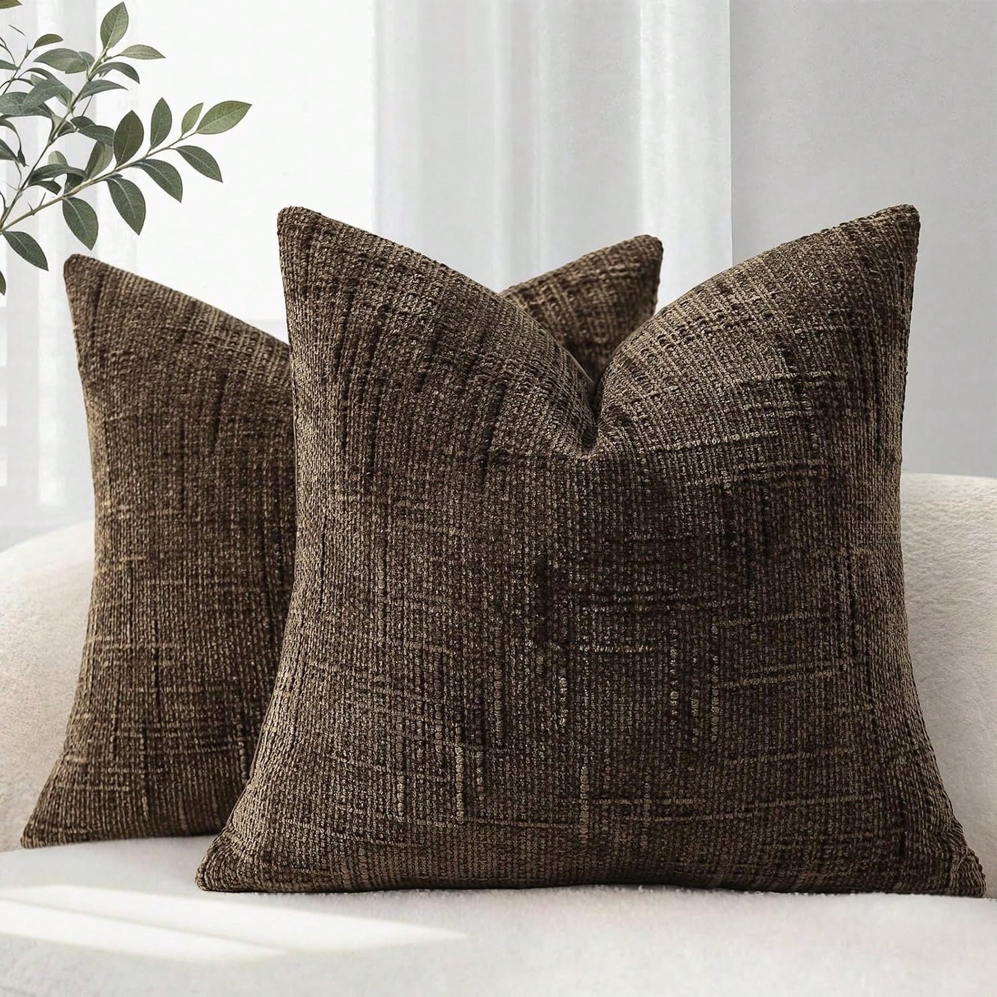 1pc Comfortable Geometric Pattern Chenille Pillowcase, Soft Texture Square Sofa Cushion Cover, Bohemian Style Home Decor Throw Pillow Cover