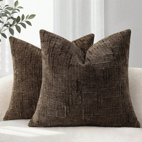 1pc Comfortable Geometric Pattern Chenille Pillowcase, Soft Texture Square Sofa Cushion Cover, Bohemian Style Home Decor Throw Pillow Cover