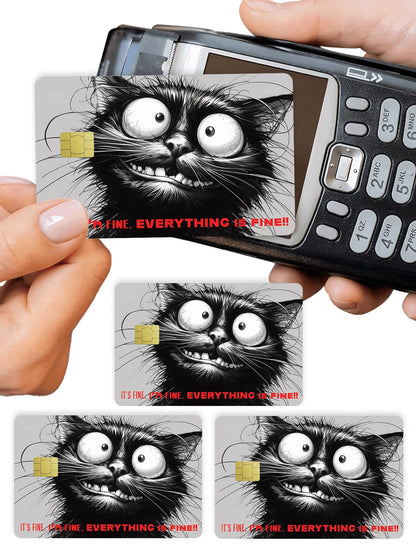 1pc Crazy Cat Credit Card Sticker Privacy Protection Card Skin, Cartoon Holiday Birthday Gift PVC Material Anti-Fingerprint Anti-Scratch Wear-Resistant Card Cover, Suitable For Men, Women, Couples, Sm