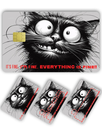 1pc Crazy Cat Credit Card Sticker Privacy Protection Card Skin, Cartoon Holiday Birthday Gift PVC Material Anti-Fingerprint Anti-Scratch Wear-Resistant Card Cover, Suitable For Men, Women, Couples, Sm