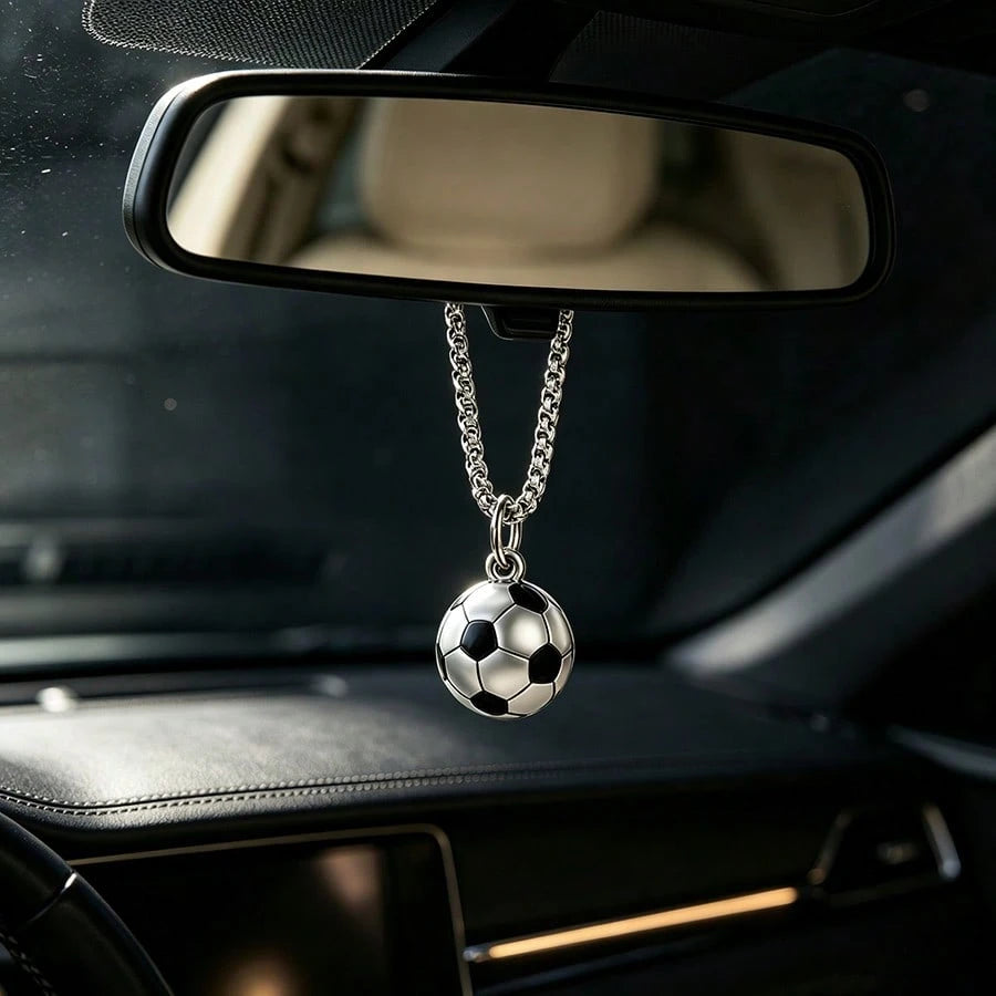 1pc Creative 3D Football Car Rearview Mirror Hanging Decoration/Versatile Backpack Charm/Football Fan Gift