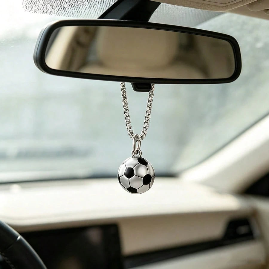 1pc Creative 3D Football Car Rearview Mirror Hanging Decoration/Versatile Backpack Charm/Football Fan Gift