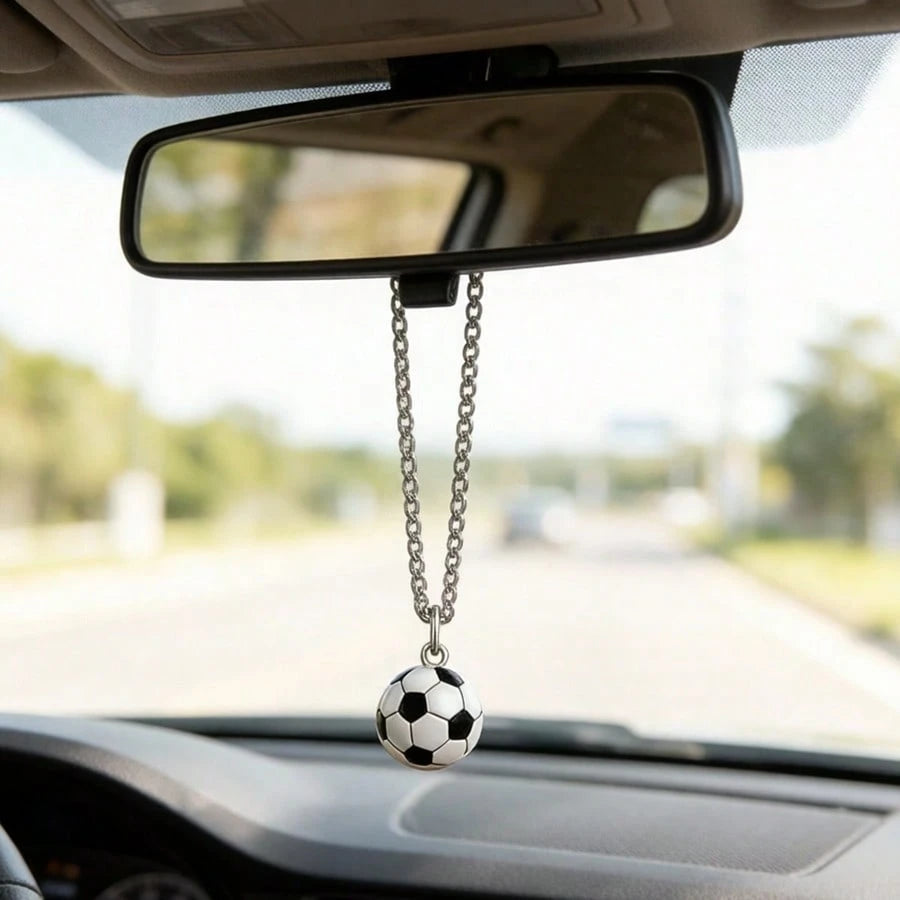1pc Creative 3D Football Car Rearview Mirror Hanging Decoration/Versatile Backpack Charm/Football Fan Gift