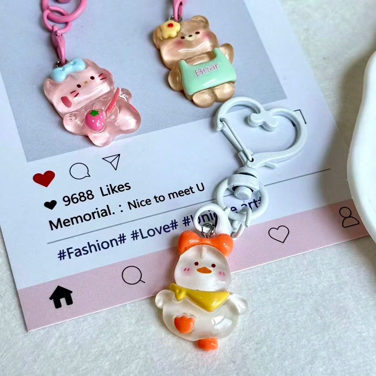 1pc Creative Resin Duck Cat Bear Dinosaur Phone Chain Pendant, Bag Charm